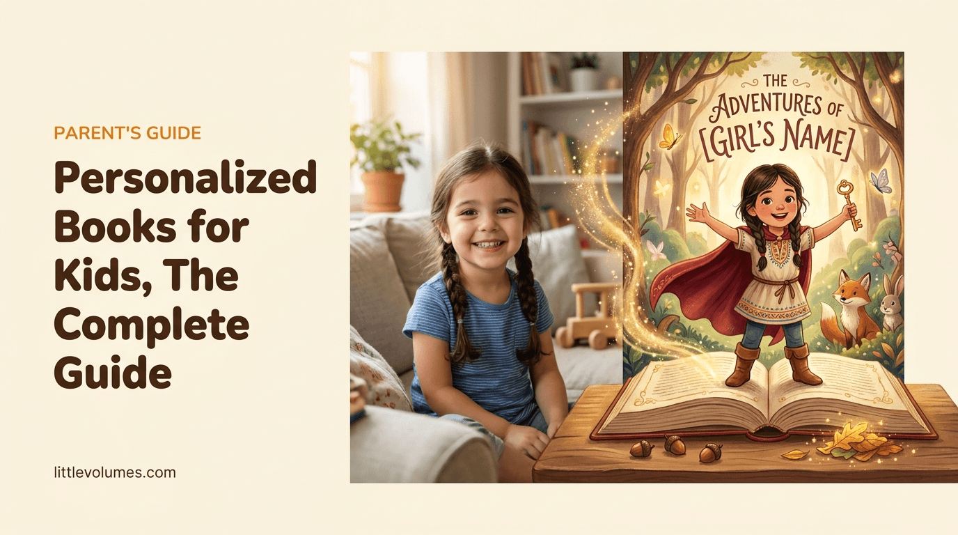 A real child's photo transforming into a storybook illustration of them as the hero on a book cover